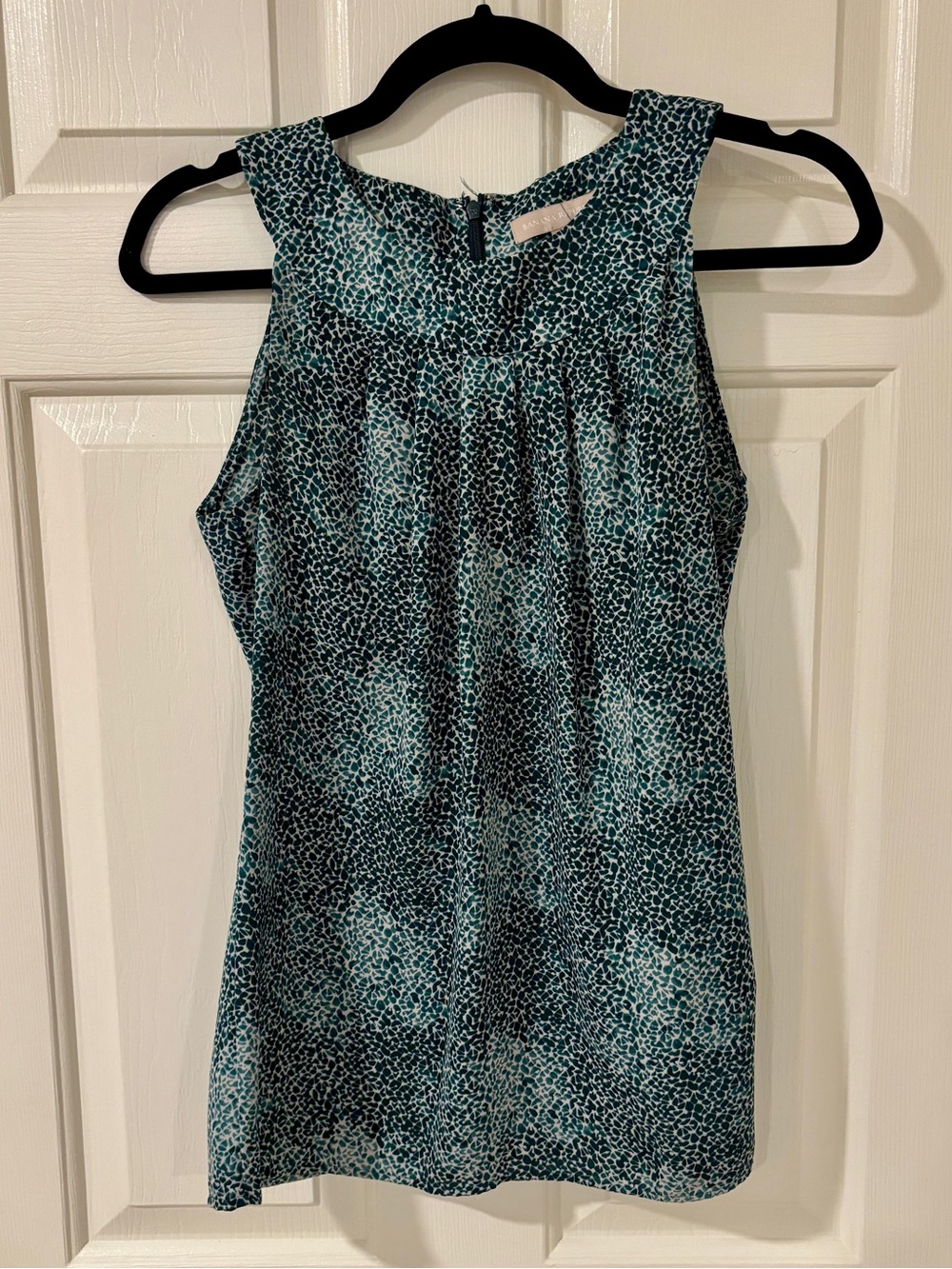 Banana Republic Teal and Black Animal Print Sleeveless Blouse